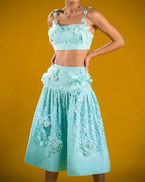Aqua Bustier & Skirt Set
