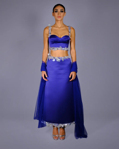Blue Eyes Silk Razmir Top & Skirt