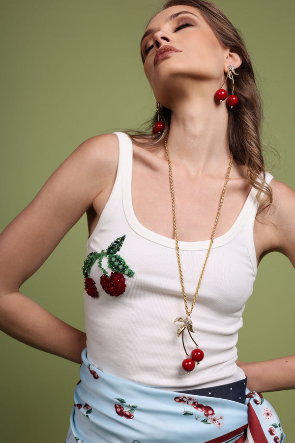 Double Cherry Crystal Earrings