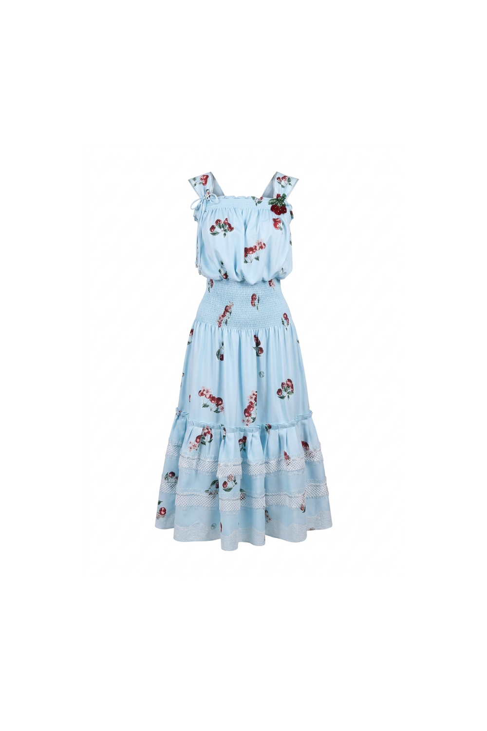 Cherry blue Print Cotton Dress