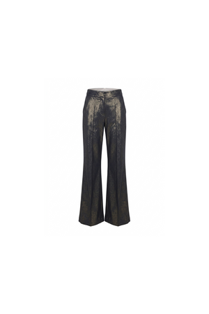 Metallic Denim Wide-Leg Trousers