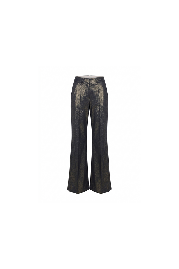 Metallic Denim Wide-Leg Trousers