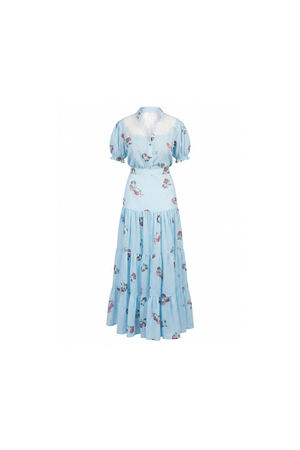 Cherry blue Tiered Maxi Skirt