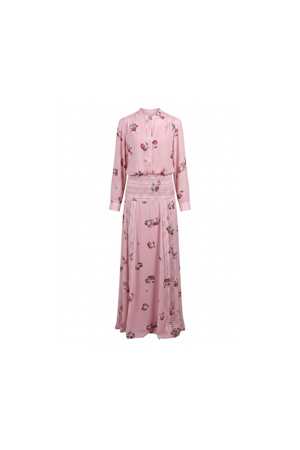 Cherry pink Print Silk Dress