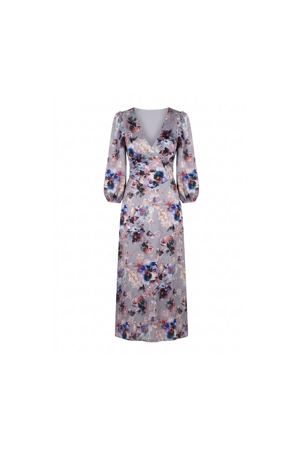 Floral Satin Midi Dress