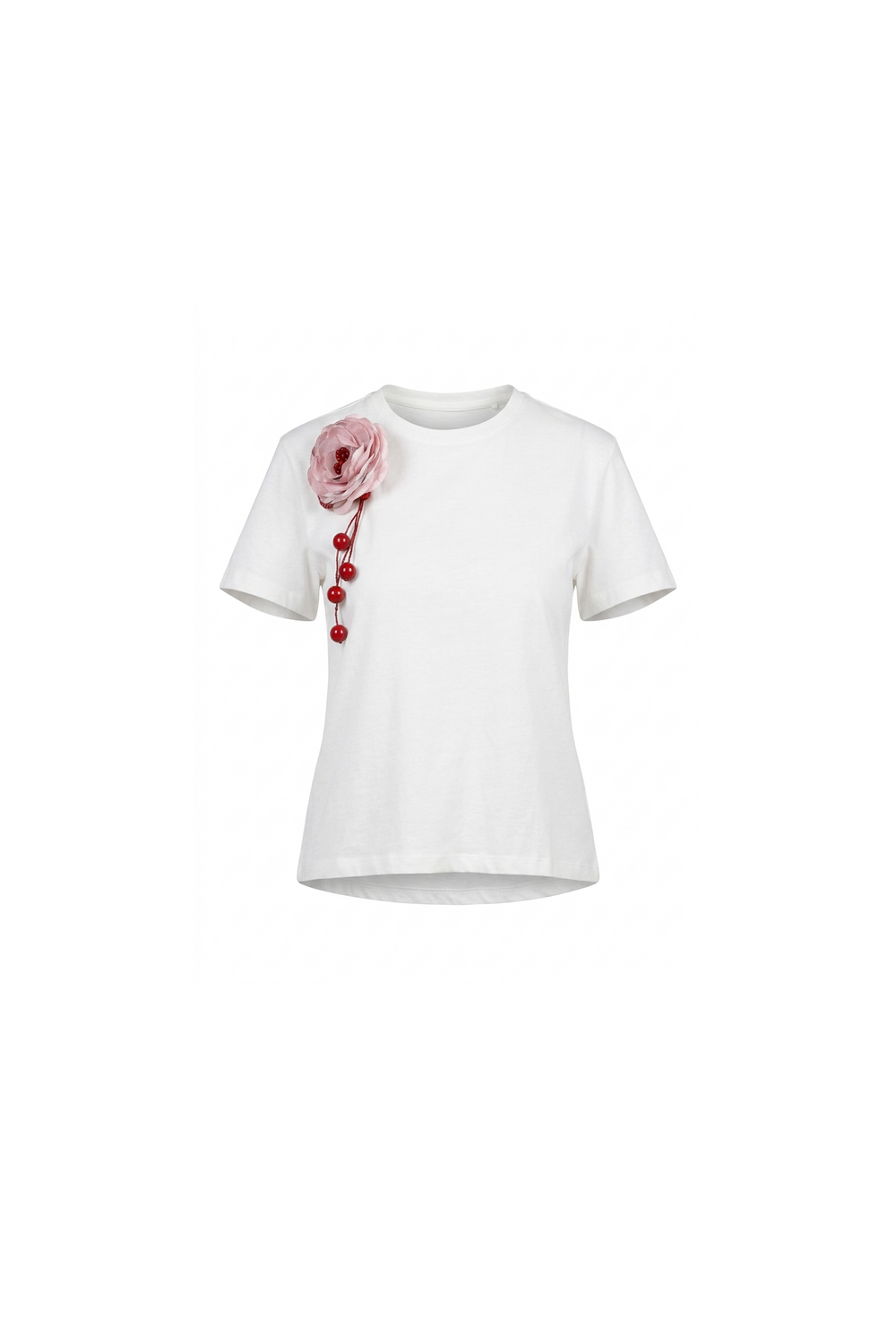 Floral Appliqué Cotton T-Shirt