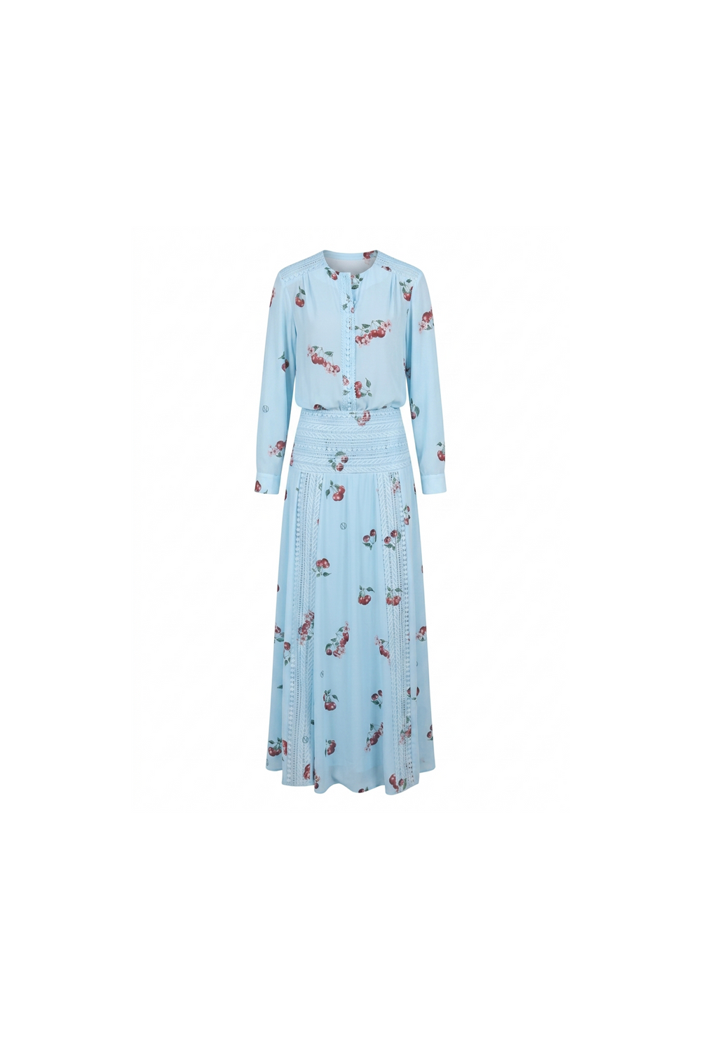 Cherry blue Print Maxi Dress