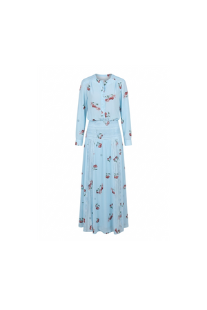 Cherry blue Print Maxi Dress