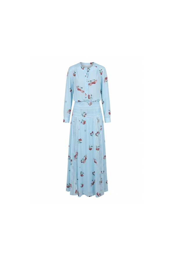 Cherry blue Print Maxi Dress