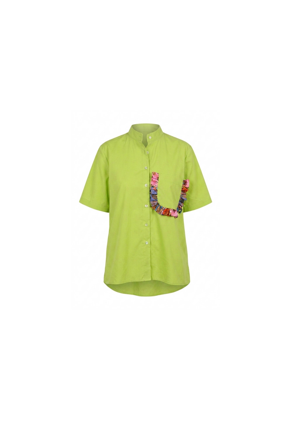 Ruffle Pocket Poplin Shirt