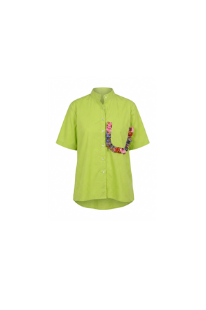 Ruffle Pocket Poplin Shirt