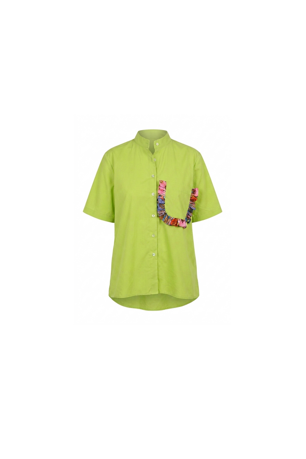 Ruffle Pocket Poplin Shirt