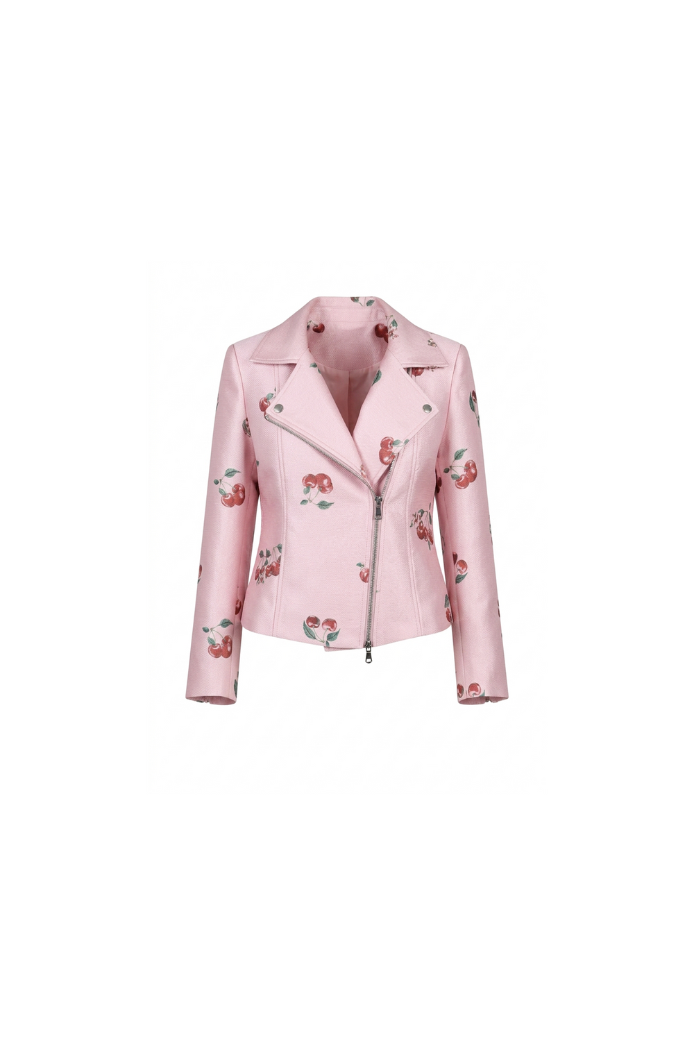 Cherry pink Print Biker Jacket