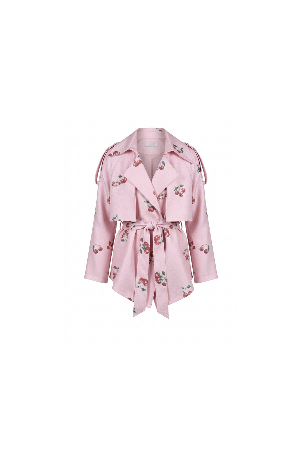 Cherry pink Print Belted Jacket