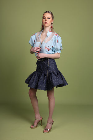 Cherry blue Lace Blouse
