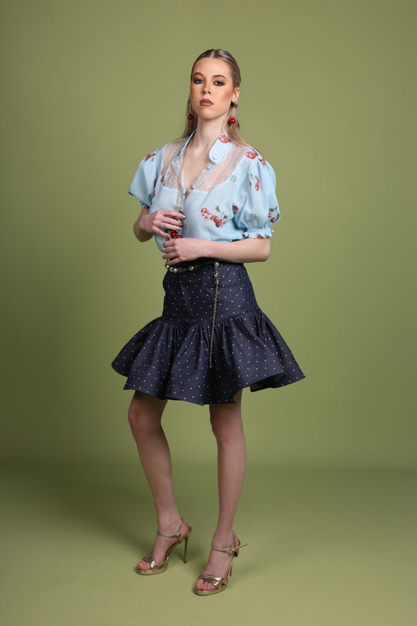 Cherry blue Lace Blouse