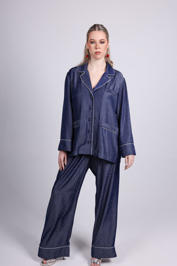 Light Denim Strass Set with trim