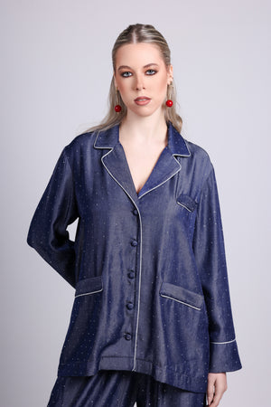 Light Denim Strass Set with trim