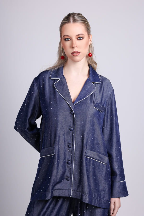 Light Denim Strass Set with trim