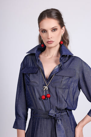 Light Denim Strass Jumpsuit