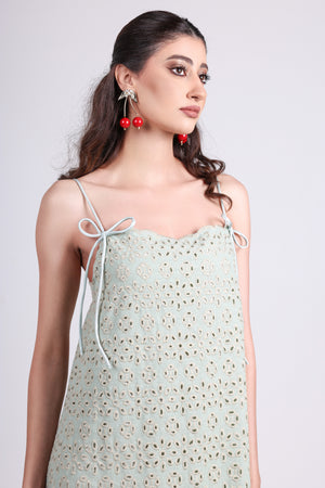 Mint Eyelet Dress