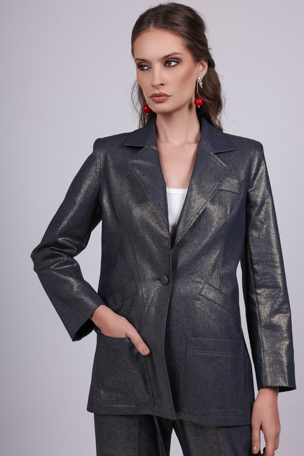 Metallic Gold Denim Suit