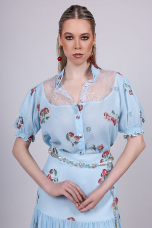 Cherry blue Lace Blouse