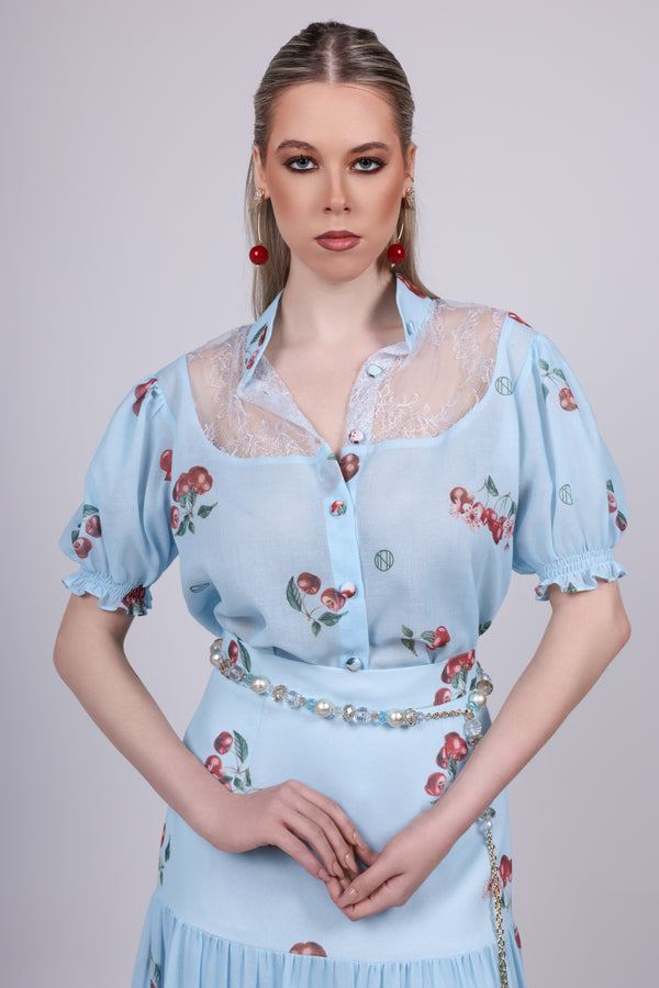 Cherry blue Lace Blouse