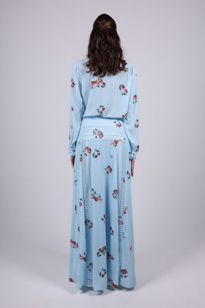 Cherry blue Print Maxi Dress