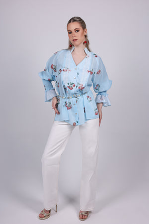 Cherry blue Print Blouse
