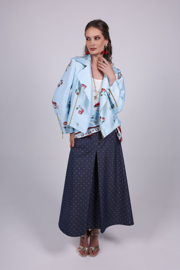 Luna denim polka skirt
