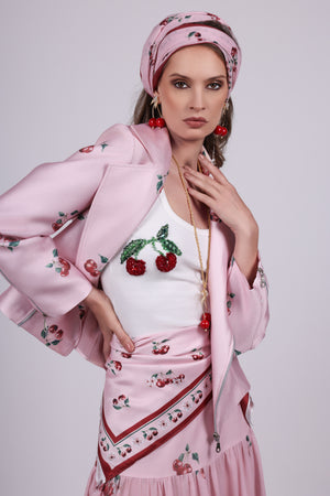 Cherry pink Tiered Skirt