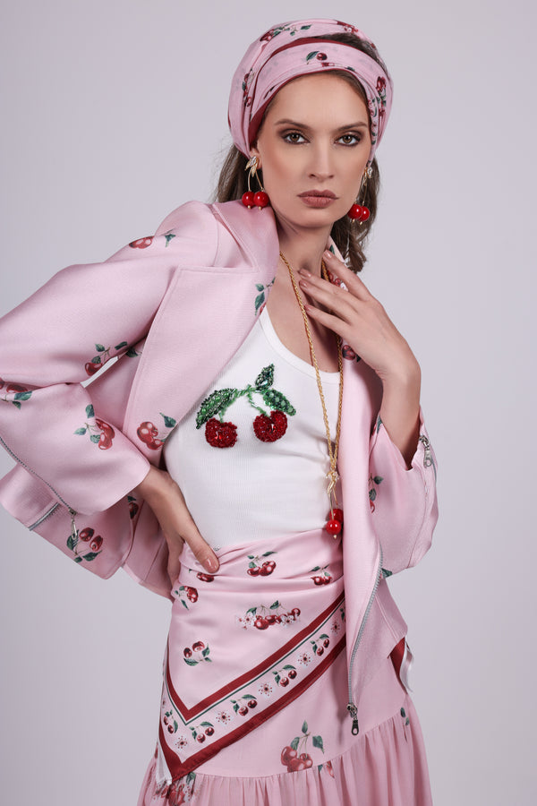 Cherry pink Tiered Skirt