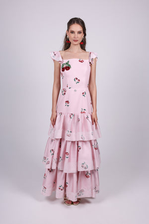 Cherry pink Tiered Maxi Dress