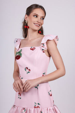 Cherry pink Tiered Maxi Dress