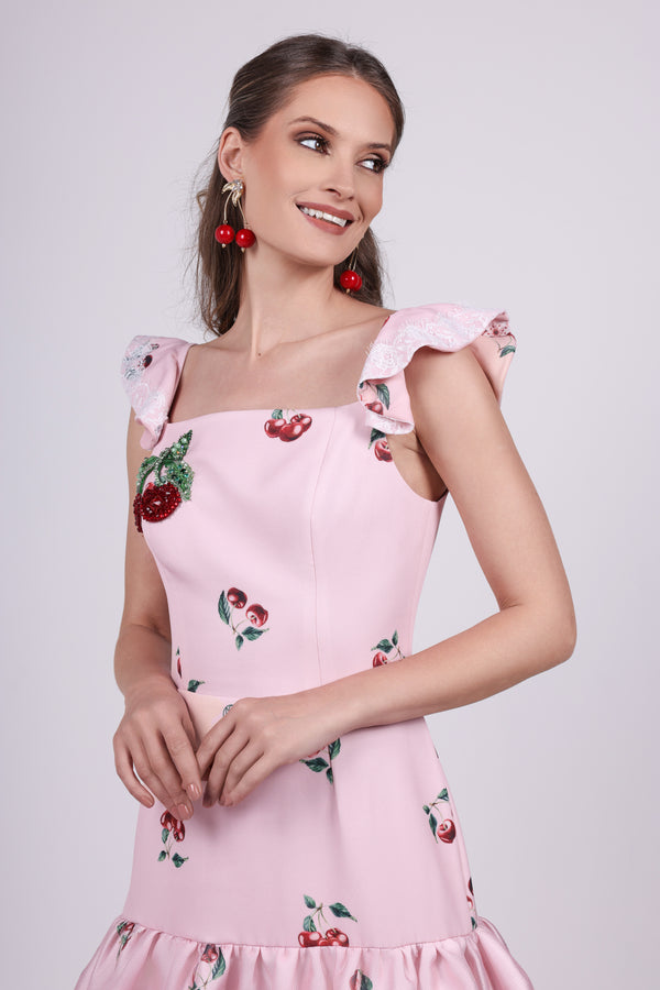Cherry pink Tiered Maxi Dress