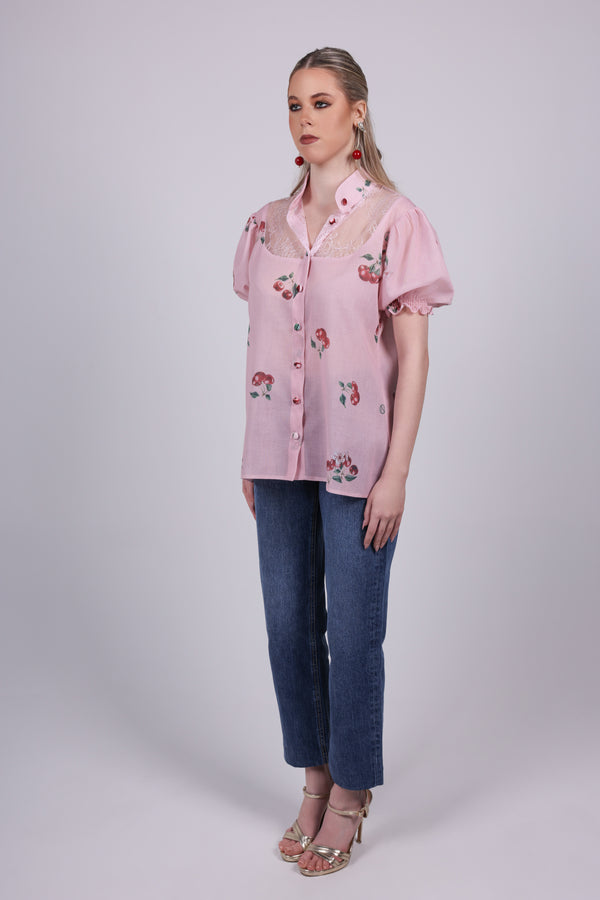 Cherry pink Lace Blouse