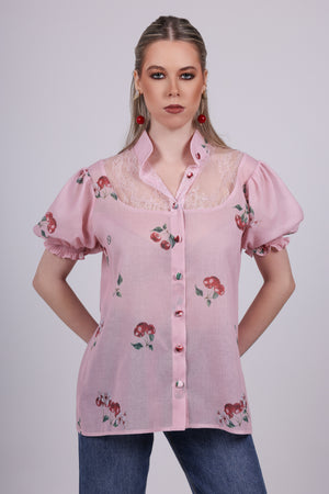 Cherry pink Lace Blouse