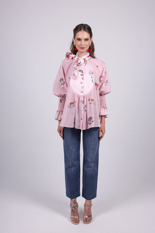 Cherry pink Bow Blouse