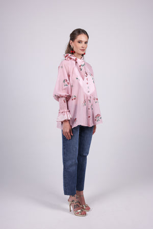 Cherry pink Bow Blouse