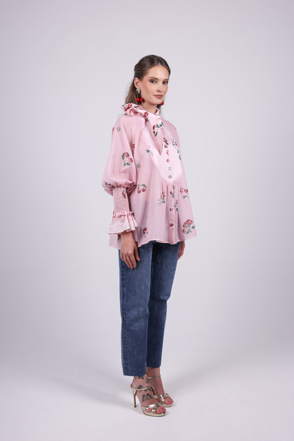 Cherry pink Bow Blouse