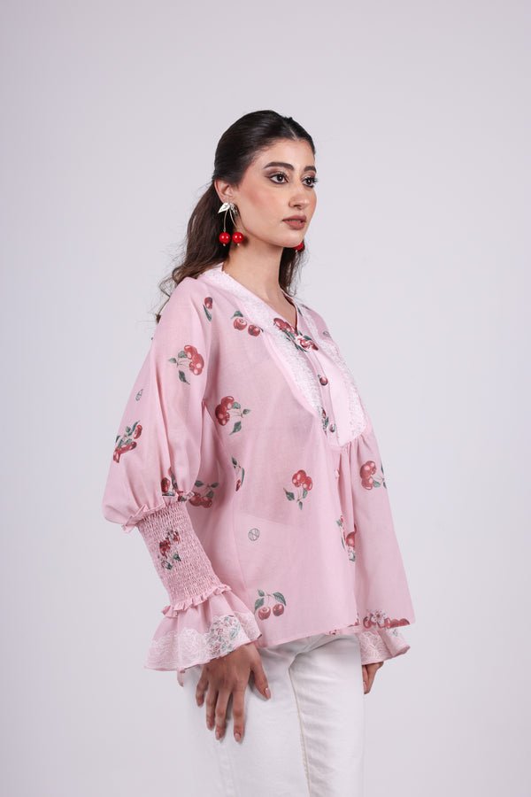Cherry pink Lace Blouse
