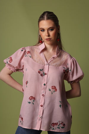 Cherry pink Lace Blouse