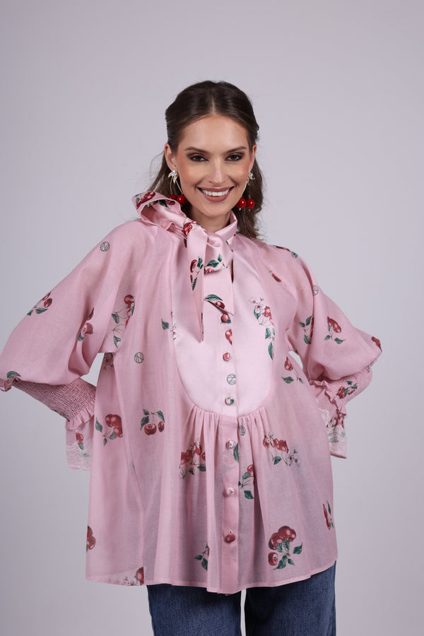 Cherry pink Bow Blouse