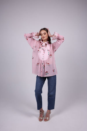 Cherry pink Bow Blouse
