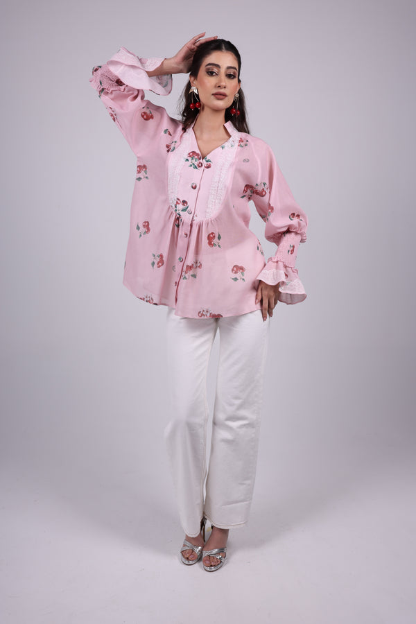 Cherry pink Lace Blouse