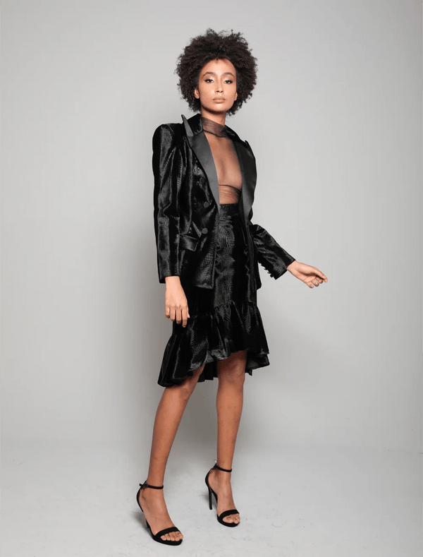 Charming Black Skirt Suit