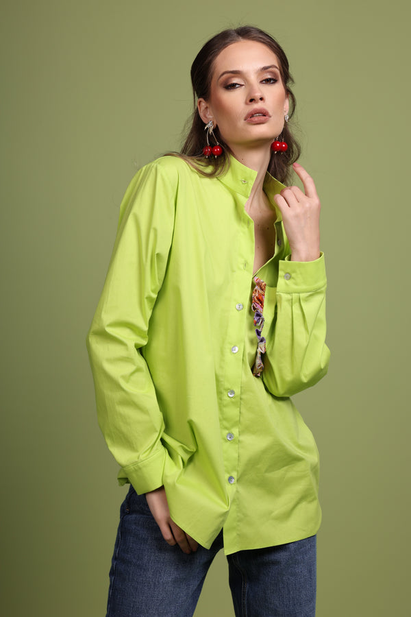 Ruffle Pocket Poplin Shirt