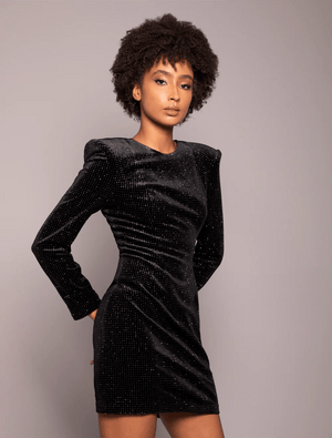 BELLA Black Velvet Mini-Dress