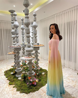 Pastel Ombré Pleated Gown
